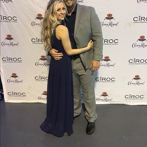 Express Navy Blue formal dress with glitter sash